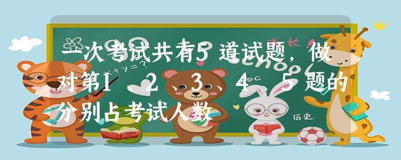 一次考试共有5道试题,做对第1、2、3、4、5题的分别占考试人数 一次考试共有5道试题,做对第1、2、3、4、5题的分别占考试人数
