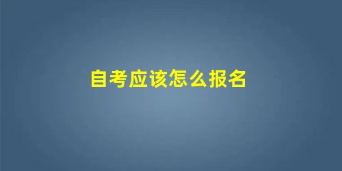 自考应该怎么报名 自考应该怎么报名