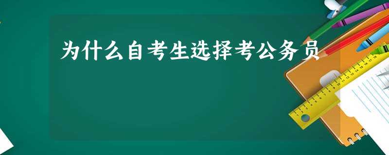 为什么自考生选择考公务员 为什么自考生选择考公务员