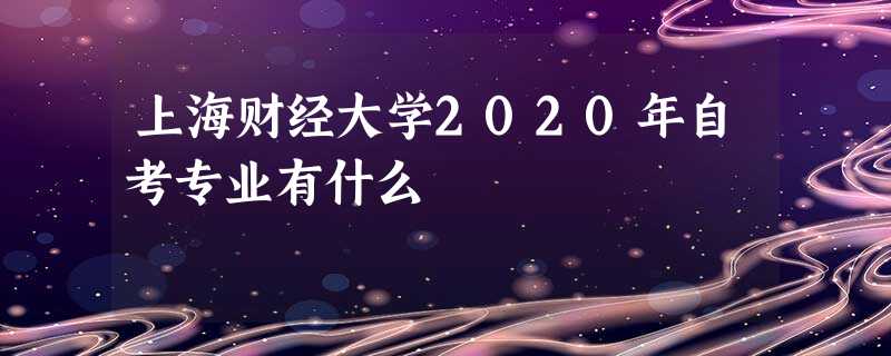 上海财经大学2020年自考专业有什么 上海财经大学2020年自考专业有什么