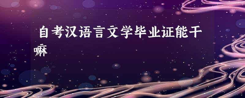 自考汉语言文学毕业证能干嘛 自考汉语言文学毕业证能干嘛