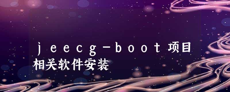 jeecg-boot项目相关软件安装 jeecg-boot项目相关软件安装