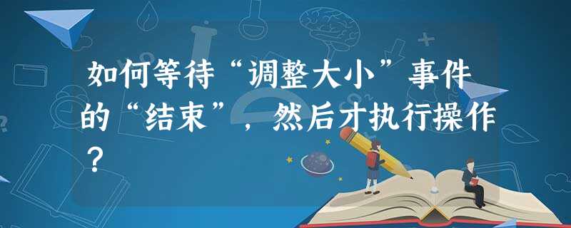 如何等待“调整大小”事件的“结束”,然后才执行操作? 如何等待“调整大小”事件的“结束”,然后才执行操作?