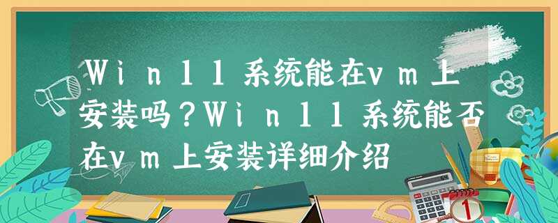 Win11系统能在vm上安装吗?Win11系统能否在vm上安装详细介绍 Win11系统能在vm上安装吗?Win11系统能否在vm上安装详细介绍