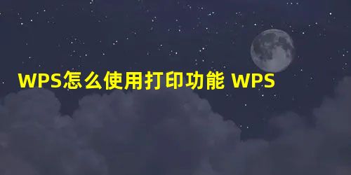 WPS怎么使用打印功能 WPS打印功能操作介绍 WPS怎么使用打印功能 WPS打印功能操作介绍