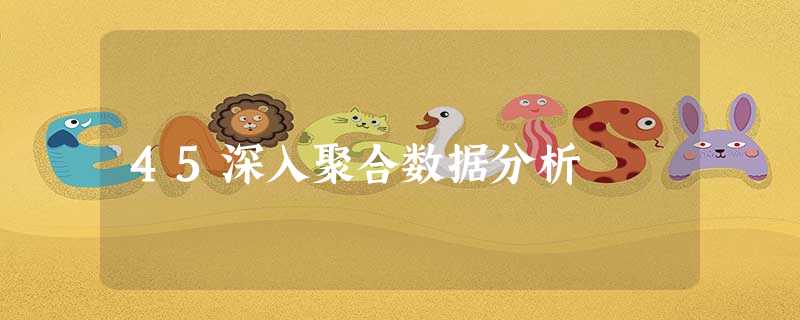 45深入聚合数据分析 45深入聚合数据分析