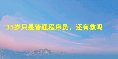 35岁只是普通程序员,还有救吗? 35岁只是普通程序员,还有救吗?