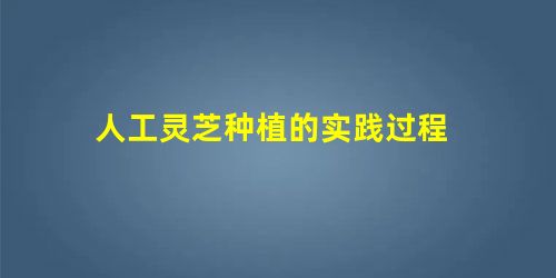 人工灵芝种植的实践过程 人工灵芝种植的实践过程