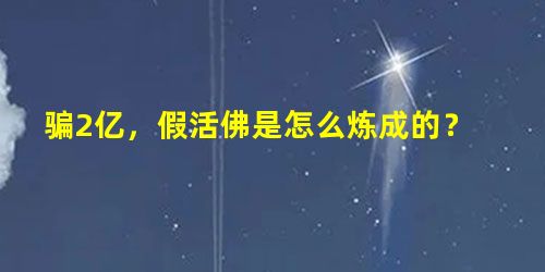 骗2亿,假活佛是怎么炼成的? 骗2亿,假活佛是怎么炼成的?