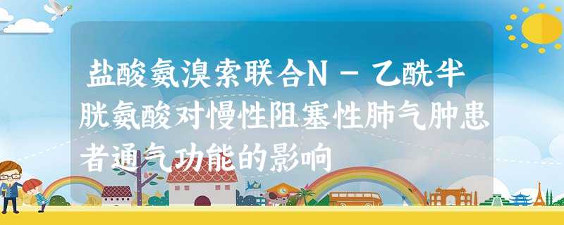 盐酸氨溴索联合N-乙酰半胱氨酸对慢性阻塞性肺气肿患者通气功能的影响 盐酸氨溴索联合N-乙酰半胱氨酸对慢性阻塞性肺气肿患者通气功能的影响