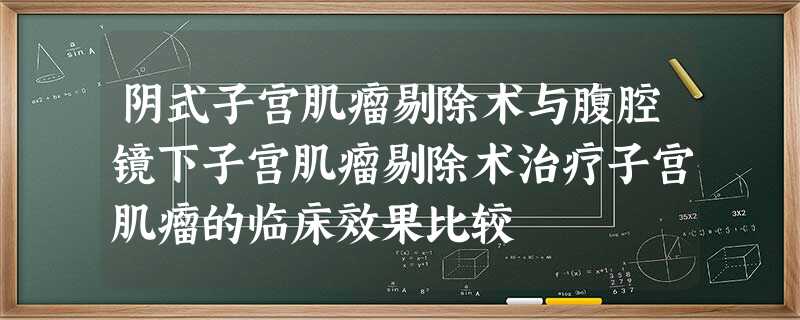 阴式子宫肌瘤剔除术与腹腔镜下子宫肌瘤剔除术治疗子宫肌瘤的临床效果比较 阴式子宫肌瘤剔除术与腹腔镜下子宫肌瘤剔除术治疗子宫肌瘤的临床效果比较