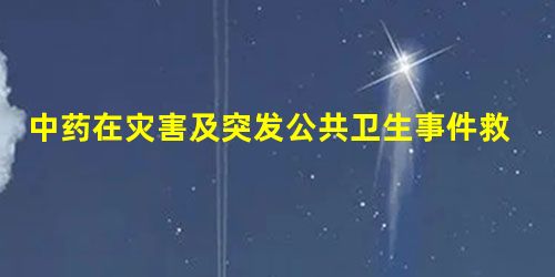 中药在灾害及突发公共卫生事件救援中的应急保障综述 中药在灾害及突发公共卫生事件救援中的应急保障综述