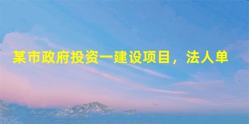 某市政府投资一建设项目,法人单位委托招标代理机构采用公开招标方式代理招 某市政府投资一建设项目,法人单位委托招标代理机构采用公开招标方式代理招