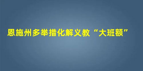 恩施州多举措化解义教“大班额” 恩施州多举措化解义教“大班额”
