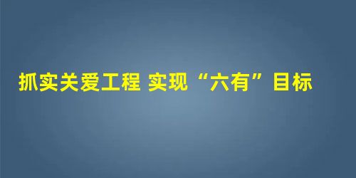 抓实关爱工程 实现“六有”目标 抓实关爱工程 实现“六有”目标