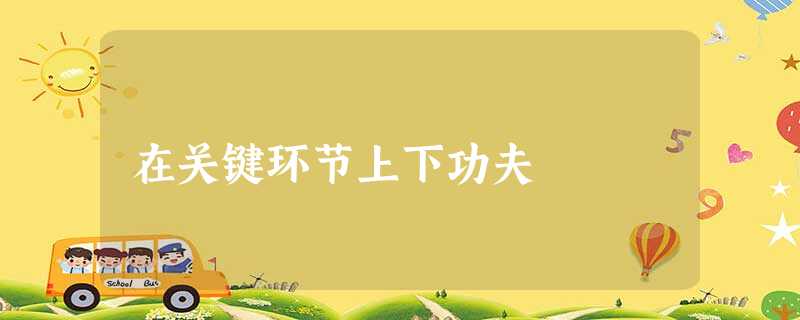 在关键环节上下功夫 在关键环节上下功夫