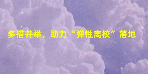 多措并举,助力“弹性离校”落地 多措并举,助力“弹性离校”落地