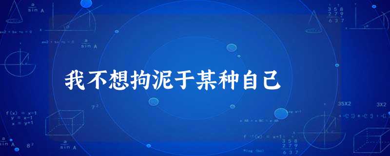 我不想拘泥于某种自己 我不想拘泥于某种自己