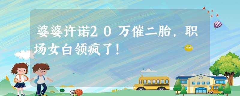 婆婆许诺20万催二胎,职场女白领疯了! 婆婆许诺20万催二胎,职场女白领疯了!