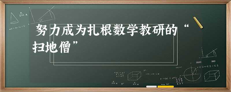 努力成为扎根数学教研的“扫地僧”