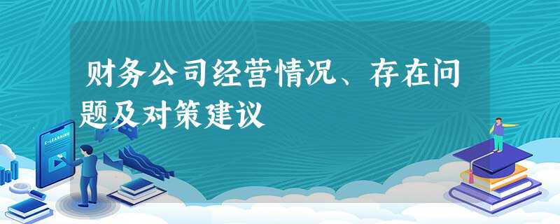 财务公司经营情况、存在问题及对策建议 财务公司经营情况、存在问题及对策建议