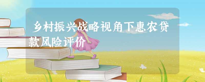乡村振兴战略视角下惠农贷款风险评价 乡村振兴战略视角下惠农贷款风险评价