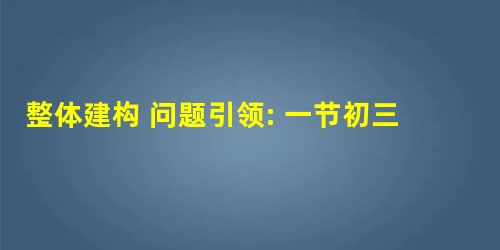 整体建构 问题引领: 一节初三复习课的教学设计与反思 整体建构 问题引领: 一节初三复习课的教学设计与反思