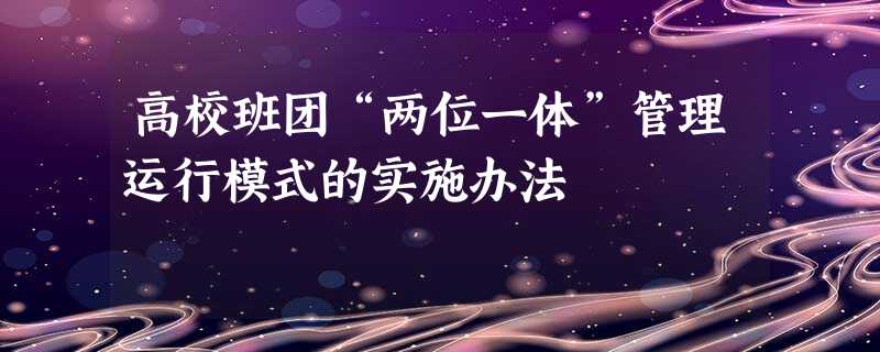 高校班团“两位一体”管理运行模式的实施办法 高校班团“两位一体”管理运行模式的实施办法