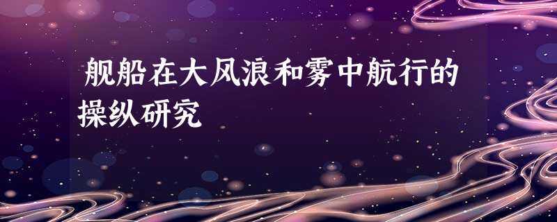 舰船在大风浪和雾中航行的操纵研究 舰船在大风浪和雾中航行的操纵研究