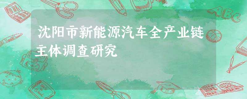 沈阳市新能源汽车全产业链主体调查研究 沈阳市新能源汽车全产业链主体调查研究