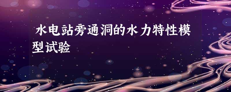 水电站旁通洞的水力特性模型试验 水电站旁通洞的水力特性模型试验