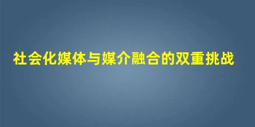 社会化媒体与媒介融合的双重挑战 社会化媒体与媒介融合的双重挑战