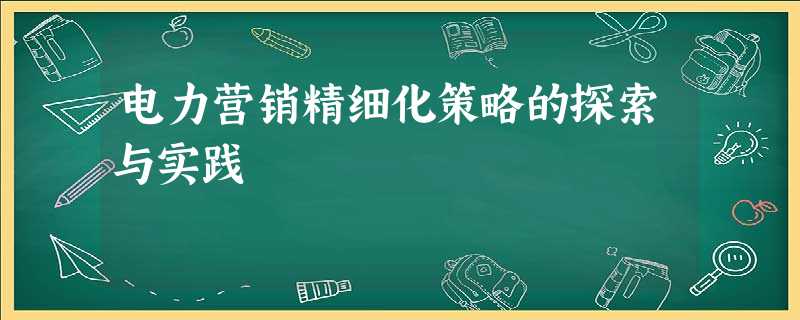 电力营销精细化策略的探索与实践 电力营销精细化策略的探索与实践