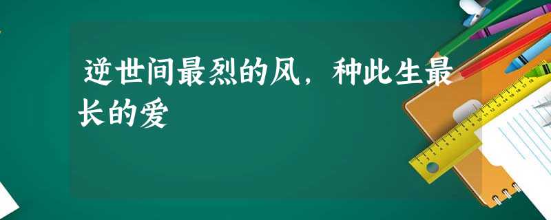 逆世间最烈的风,种此生最长的爱 逆世间最烈的风,种此生最长的爱