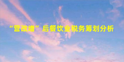 “营改增”后餐饮业税务筹划分析 “营改增”后餐饮业税务筹划分析