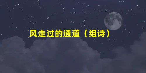 风走过的通道(组诗) 风走过的通道(组诗)
