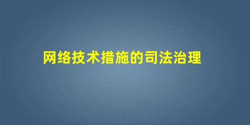 网络技术措施的司法治理 网络技术措施的司法治理