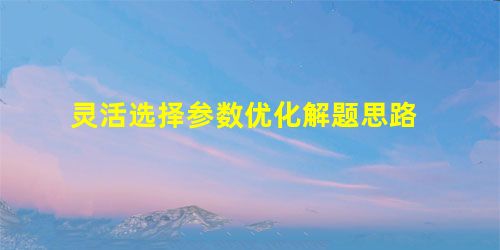 灵活选择参数优化解题思路 灵活选择参数优化解题思路