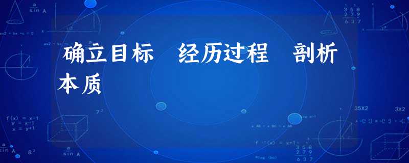 确立目标 经历过程 剖析本质 确立目标 经历过程 剖析本质