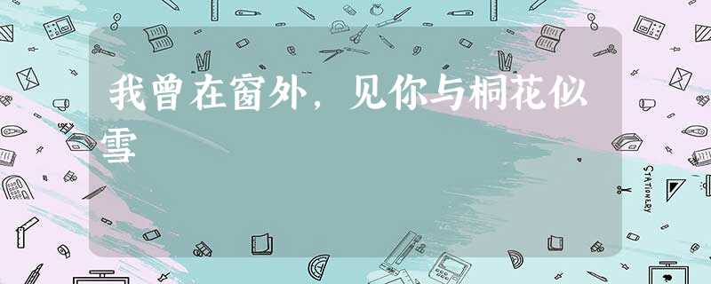 我曾在窗外,见你与桐花似雪 我曾在窗外,见你与桐花似雪