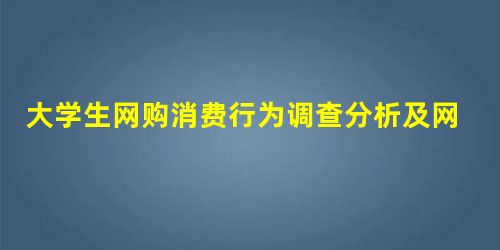 大学生网购消费行为调查分析及网商销售对策 大学生网购消费行为调查分析及网商销售对策