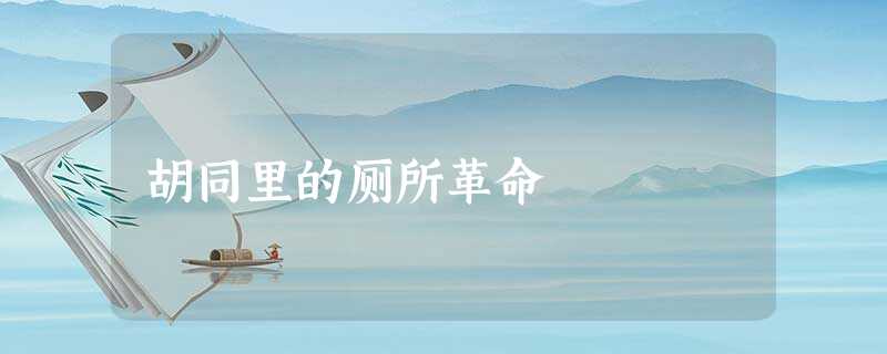 胡同里的厕所革命 胡同里的厕所革命