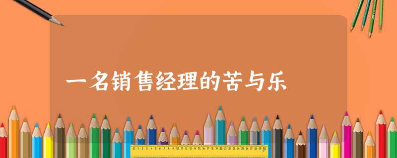 一名销售经理的苦与乐 一名销售经理的苦与乐