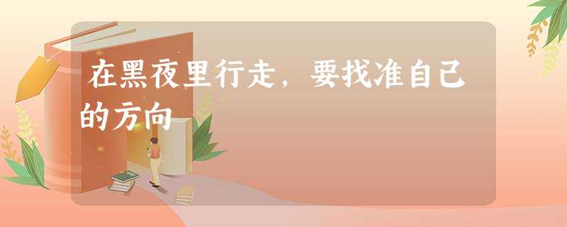 在黑夜里行走,要找准自己的方向 在黑夜里行走,要找准自己的方向