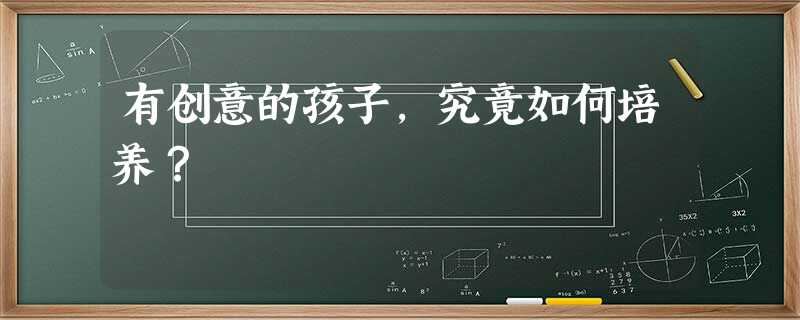 有创意的孩子,究竟如何培养? 有创意的孩子,究竟如何培养?