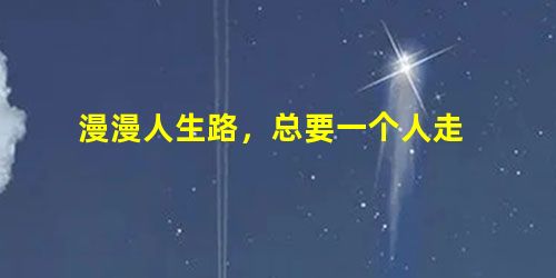 漫漫人生路,总要一个人走 漫漫人生路,总要一个人走