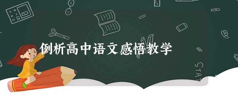 例析高中语文感悟教学 例析高中语文感悟教学