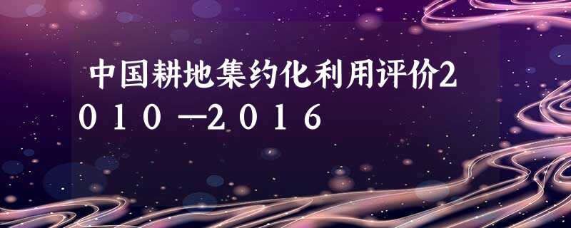 中国耕地集约化利用评价2010—2016 中国耕地集约化利用评价2010—2016
