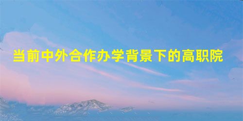 当前中外合作办学背景下的高职院校双语教学模式分析 当前中外合作办学背景下的高职院校双语教学模式分析