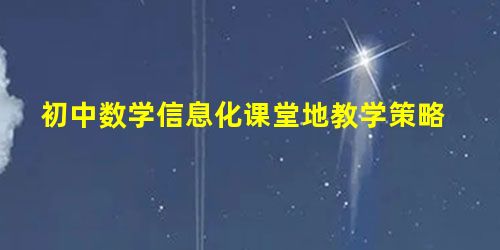 初中数学信息化课堂地教学策略 初中数学信息化课堂地教学策略